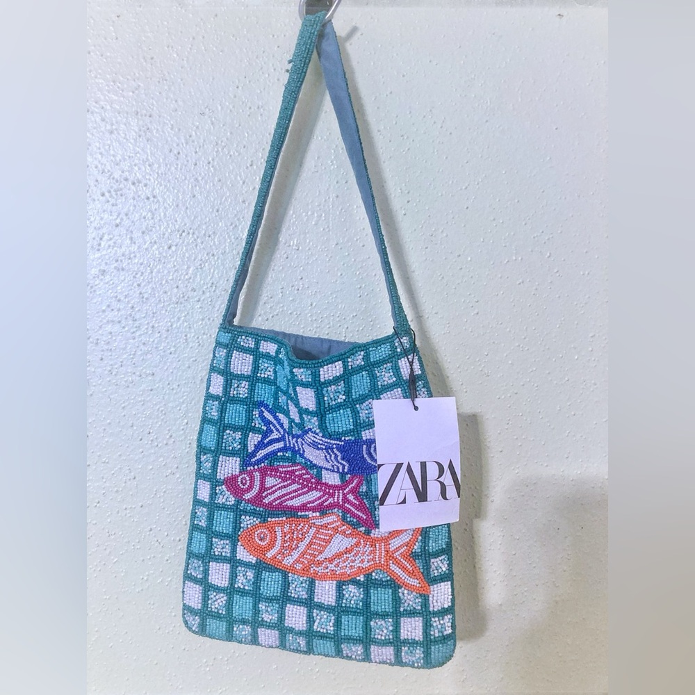 Zara Beaded Fish Mini Bucket Bag. NWT - Picture 5 of 7
